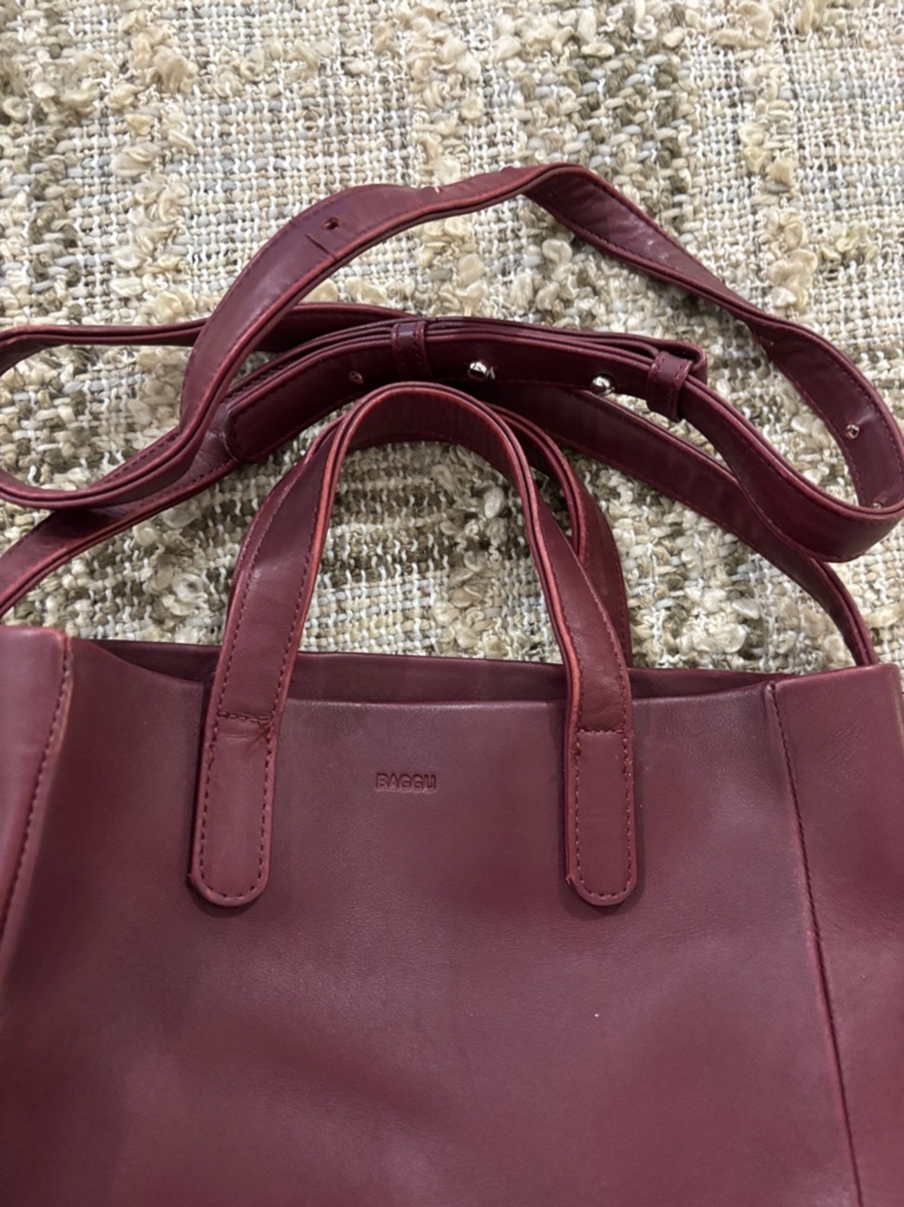 BAGGU Box Mulberry 
 Leather Top-Handle Tote Crossbody Bag - Picture 14 of 16